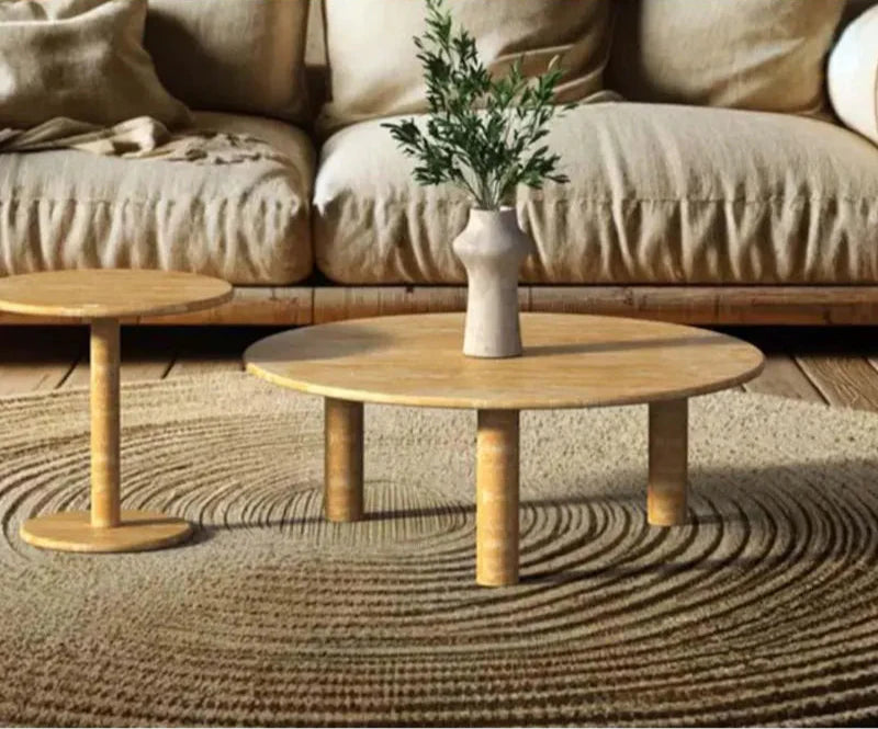 Luxurious Oval Natural Travertine Coffee Table for Contemporary Home Decor