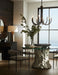 Modern Forged Metal Dining Chair: Pewter Frame, Linen Upholstery