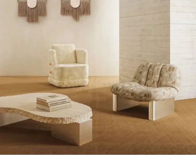 Wabi-Sabi Natural Travertine Coffee Table | Irregular Beige Living Room Accent