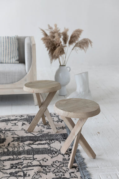 Mid-Century Vintage Reclaimed Wood Multifunctional Side Table, End Table, Stool