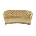 Luxurious French Velvet Curved Button Tufted Three-Seater Salon Sofa