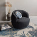 Black Boucle Swivel Armchair: Modern Metal Leg Rotation Lounge Chair