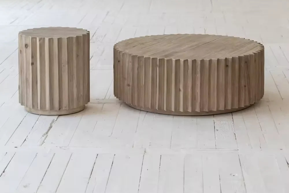 Versatile Modern Recycled Pine End Table Stool - Chic Mega Grey Finish