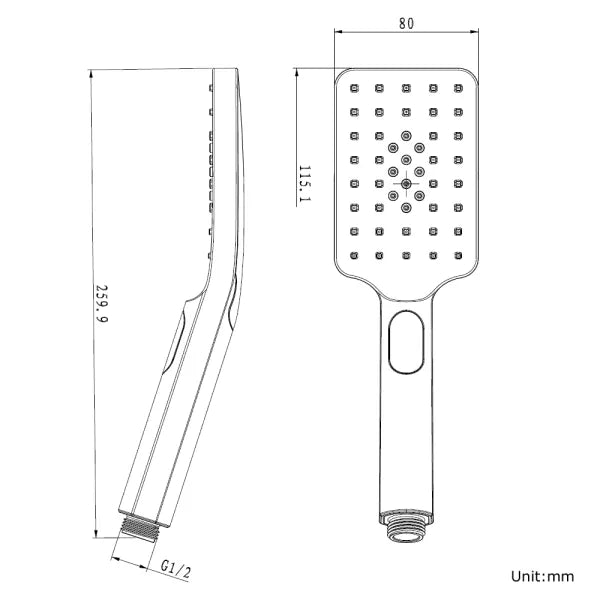 Esperia Square ABS Gun Metal Grey Hand Shower Spray