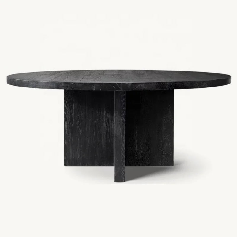 Luxurious American Classic Solid Oak Wood Round Dining Table - Customizable Sizes, Finishes