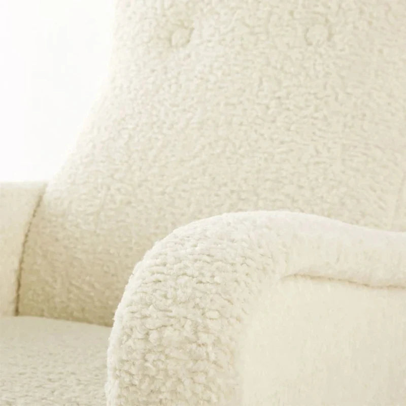 Elegant Ivory Boucle Leisure Chair: Modern Single Couch for Living Room & Hotel