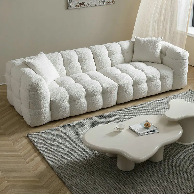 Plush Modern French Scandinavian Boucle Modular Sectional Living Room Sofa