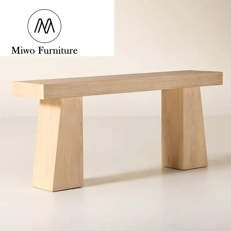 Contemporary Bleached Oak Solid Wood Entryway Hallway Console Table