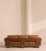 Luxury Modern Wood Frame Handcrafted Leather Sofa - Comfortable Three Seater Couch