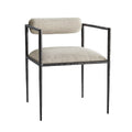 Modern Forged Metal Dining Chair: Pewter Frame, Linen Upholstery
