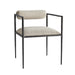 Modern Forged Metal Dining Chair: Pewter Frame, Linen Upholstery