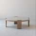 Artisan Round Concrete Coffee Table, Natural Oak Legs, Modern Industrial Design