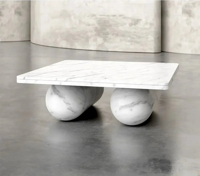 Elegant Carrara White Marble Rectangle Coffee Table for Modern Living Spaces