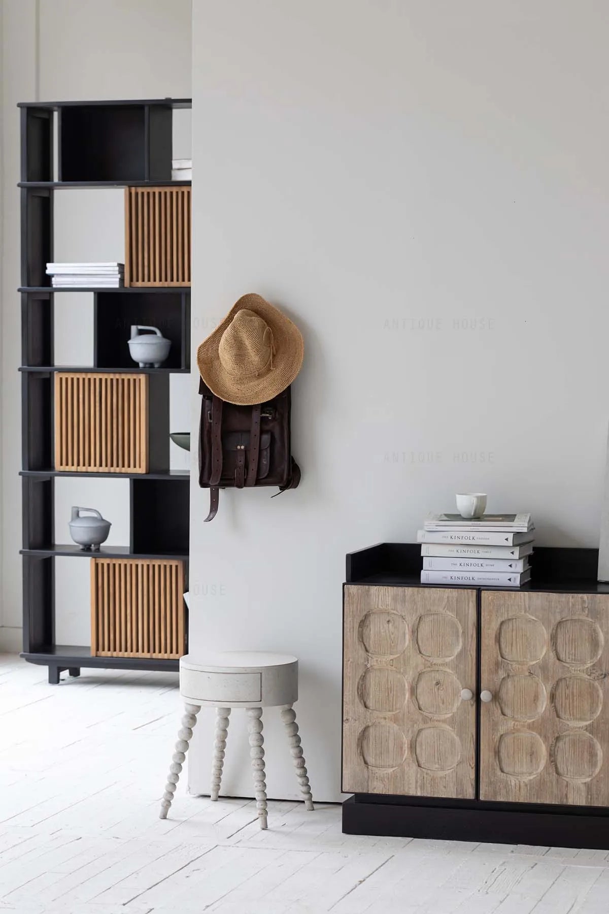 Minimalist Nordic Recycled Pine Wood Sideboard Cabinet - Antique Living Room Storage