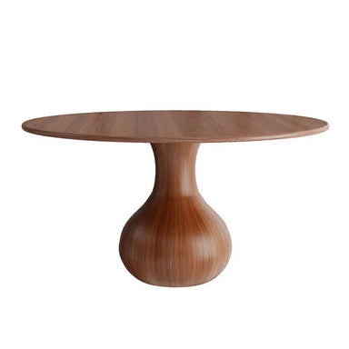 Elegant Retro Carved Round Wood Dining Table with Unique Water Drop Base