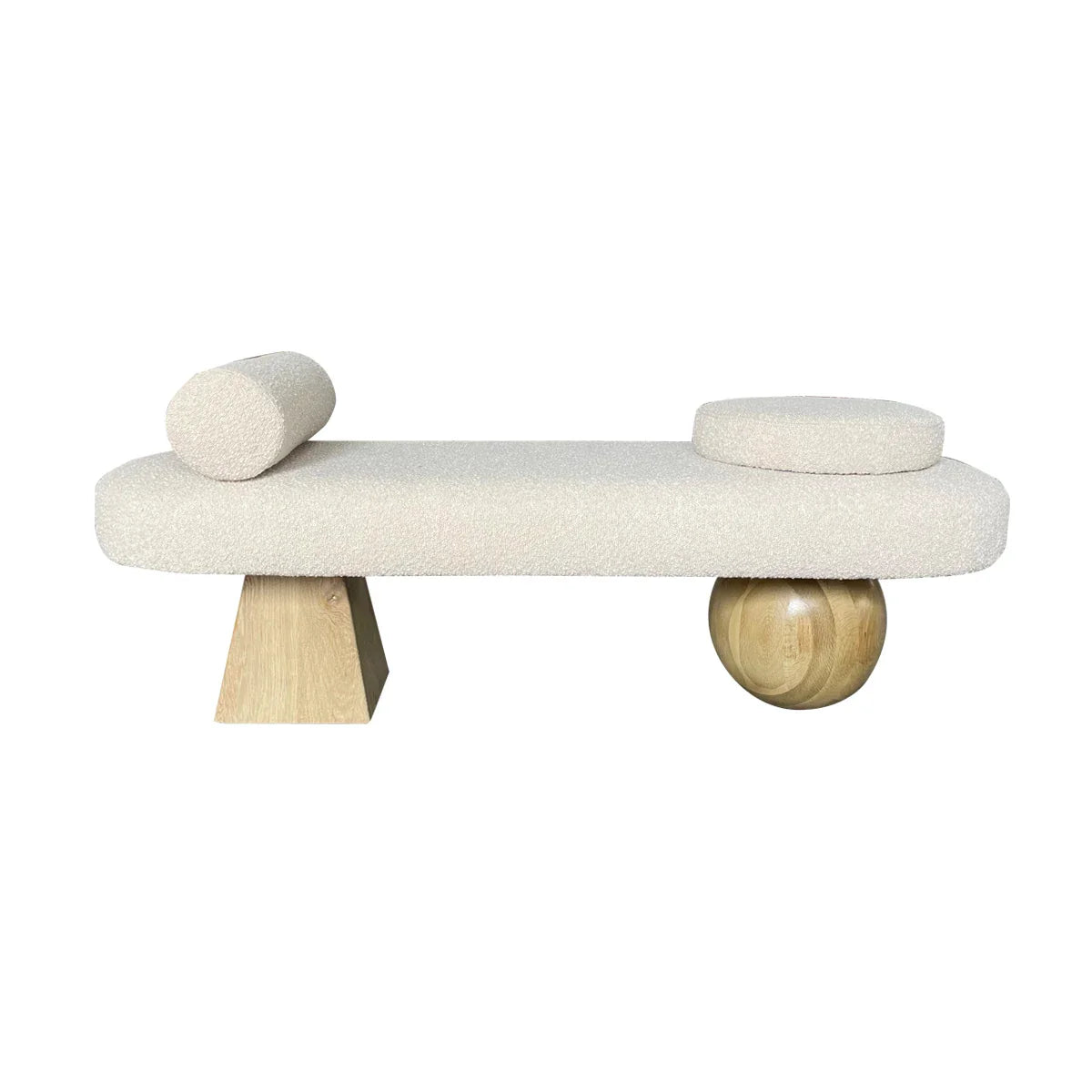 Premium Boucle Upholstered End-of-Bed Ottoman Bench with Solid Oak Frame