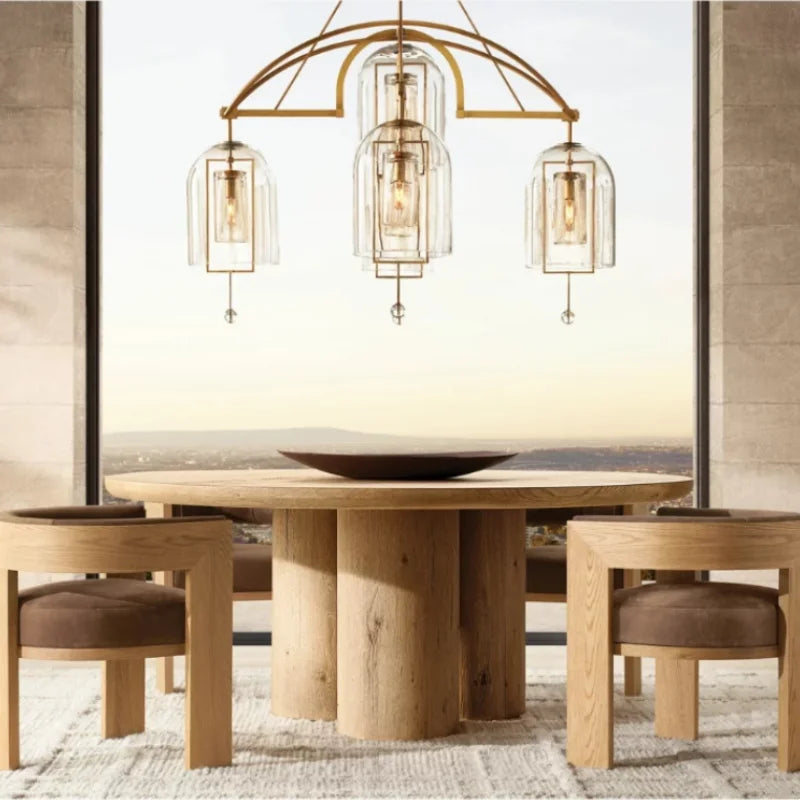 Elegant Vintage Round Solid Oak Dining Table - Customizable for Home, Hotel, Villa