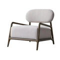 Stylish Modern White Linen Oak Frame Living Room Accent Occasional Chair