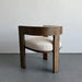 Elegant Modern Oak Wood Dining Arm Chair: Curved Design, Plush Upholstery