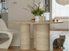 Tostone Cream Travertine Round Dining Table, Modern Minimalist Stone Design for Home