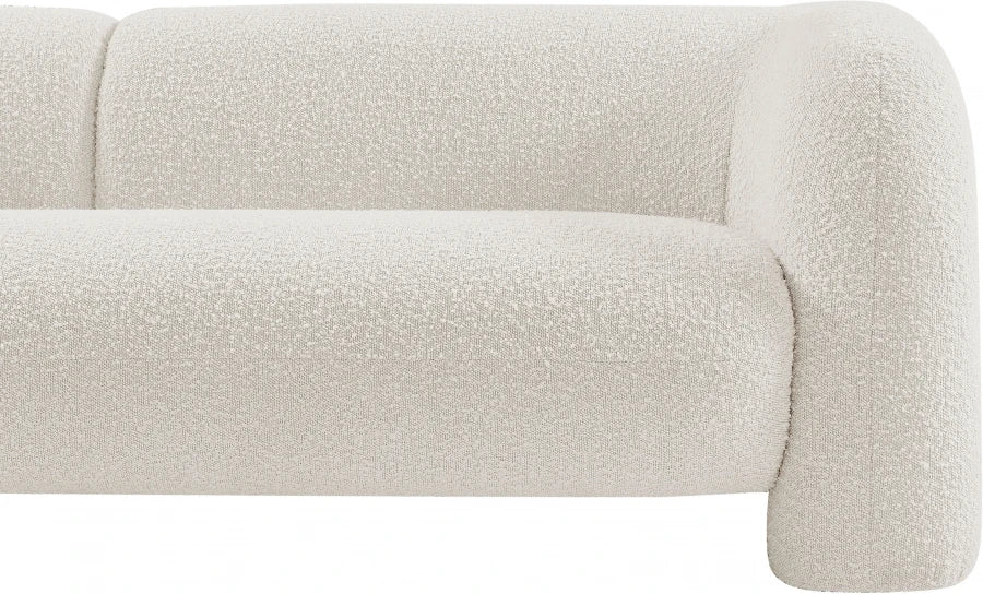 Elegant Boucle Fabric Modern Wooden Sofa – Luxury Carved Living Room Seating