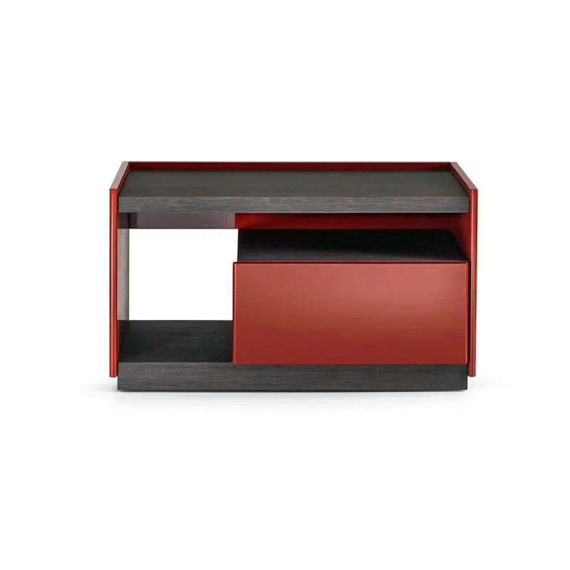 Nordic Modern Luxury Bedside Table with Drawers - Smoke Oak Wood Veneer Nightstand