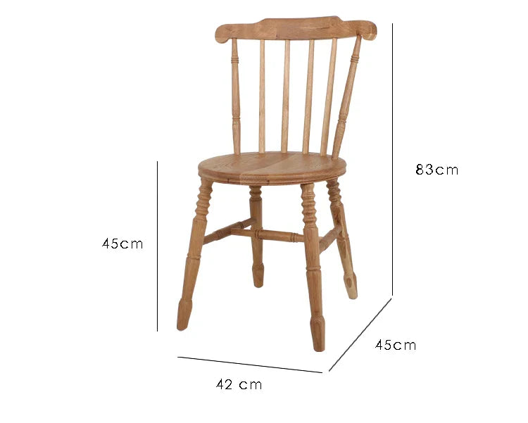 Charming Antique Oak Farmhouse Dining Chair - Slat Back Spindle Cottage Style