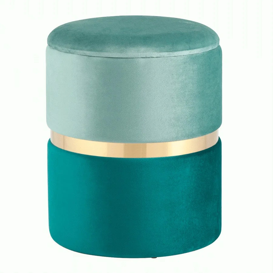 Modern Velvet Storage Ottoman Stool with Gold Base for Home Decor