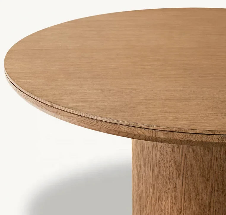 Elegant American Solid Wood Round Dining Table - Customizable for Home & Hotel