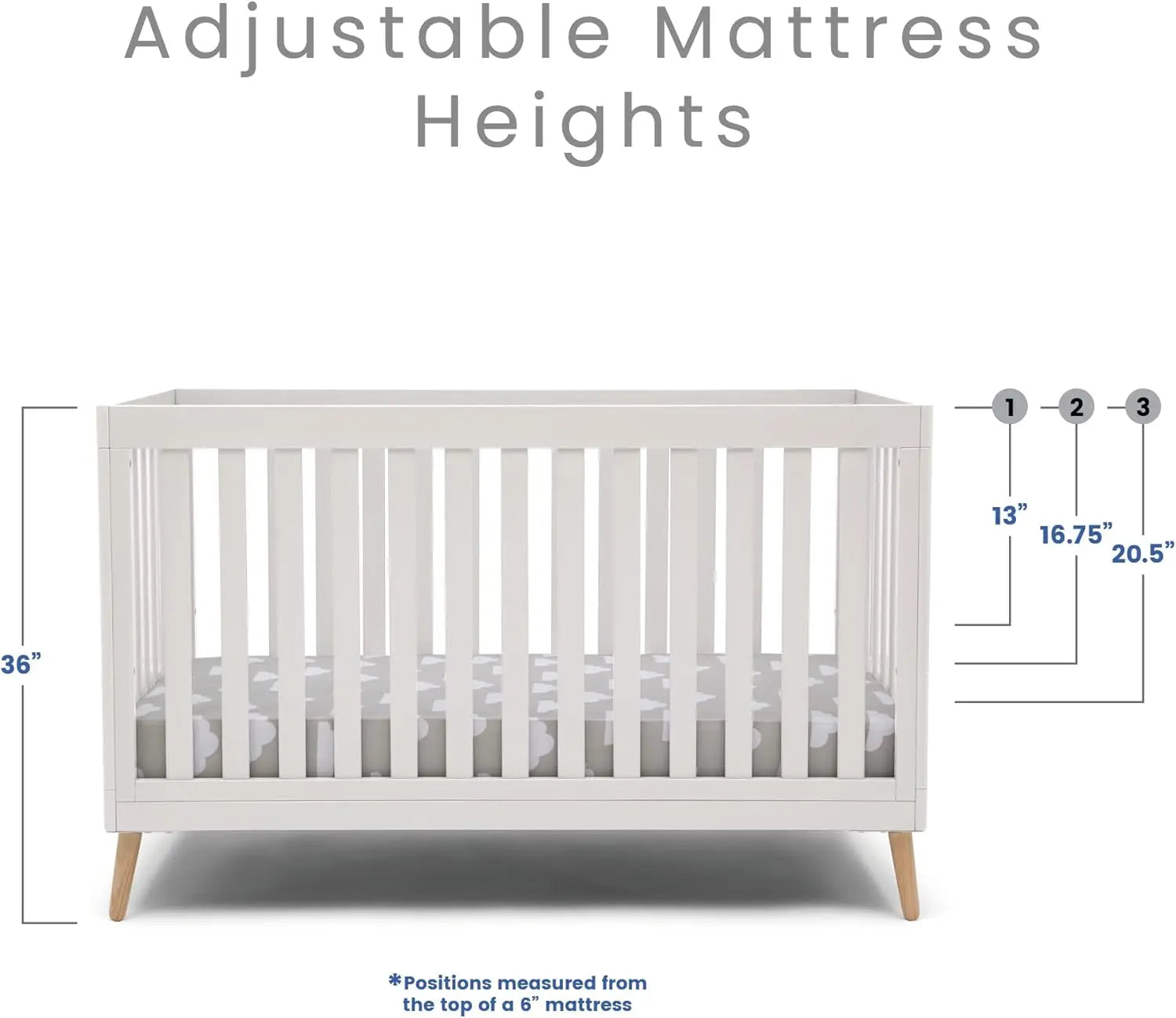 Versatile 5-in-1 Convertible Baby Crib: Adjustable Height, Toddler, Daybed, Full-Size