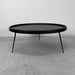 High-Quality Round Solid Oak Wood Coffee Table Black Metal Legs Durable Design