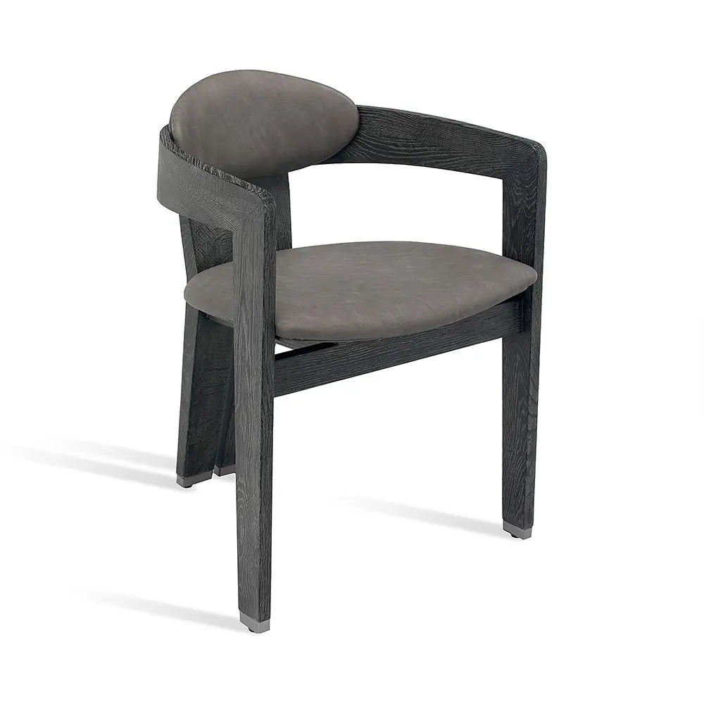 Stylish Nordic Black Oak Wood Accent Dining Chair with Comfortable Arms