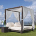 Commercial Project Grade All Weather Wicker Outdoor Sunbed With Canopy