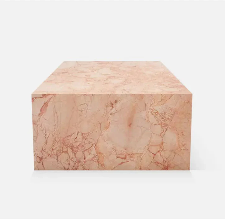 Tostone Pink Rose Marble Rectangle Coffee Table - Waterproof, Modern Living Room