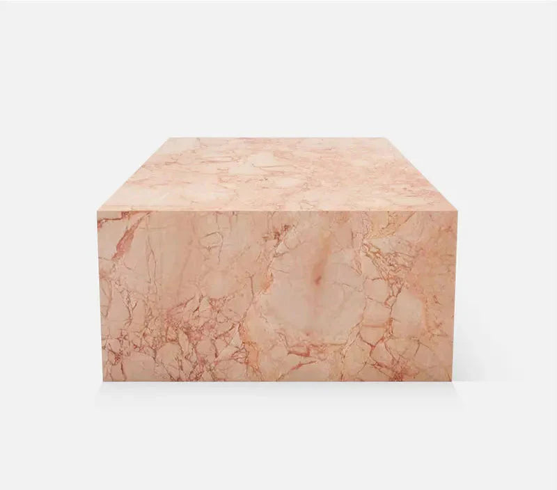 Stunning Pink Rose Natural Marble Rectangle Coffee Table - Waterproof & Durable