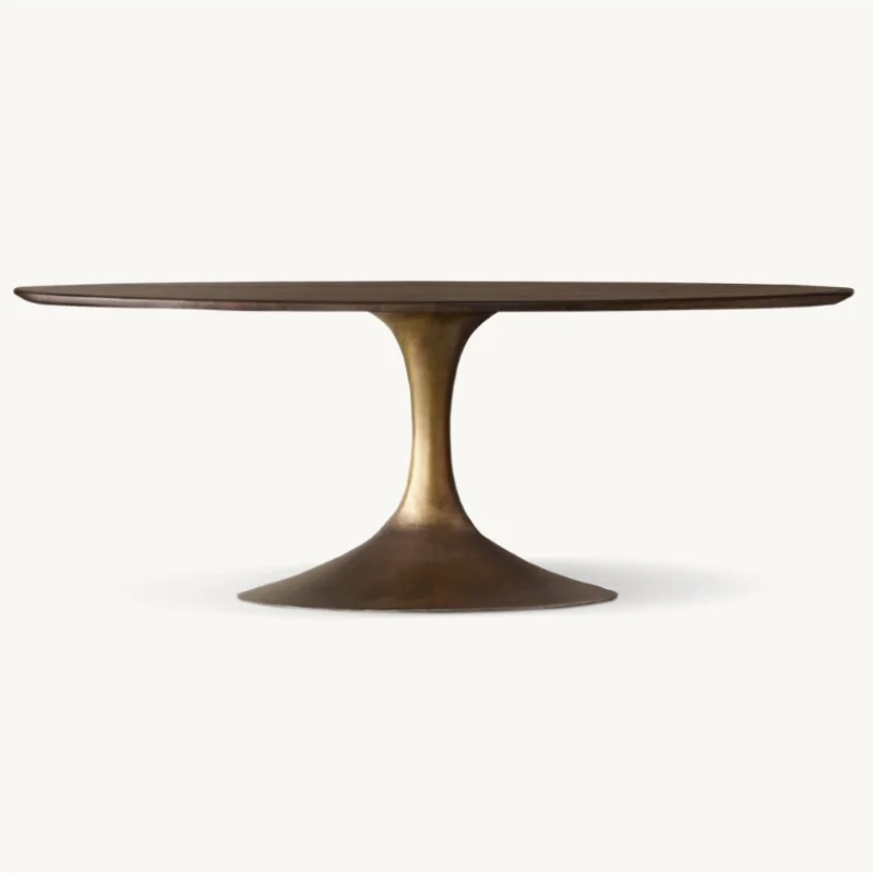 Elegant Oval Dining Table, Solid Wood Veneer, Custom Sizes, Modern Farmhouse Style