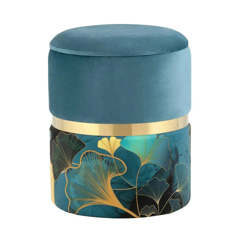 Modern Velvet Storage Ottoman Stool with Gold Base for Home Decor