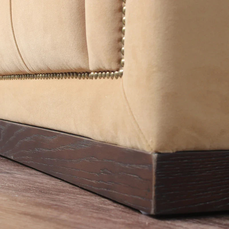 Luxurious Chesterfield Velvet Sofa Couch - Elegant Oak Wood Frame, 3-Seater