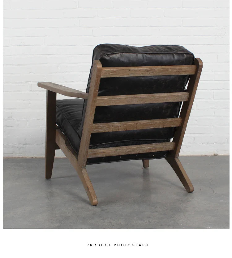 Elegant French Country Solid Oak Leather Recliner Leisure Chair