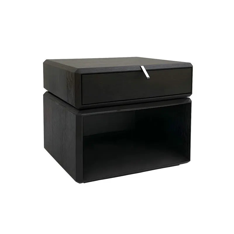 Minimalist Walnut Solid Wood Swivel Bedside Nightstand with Single Drawer