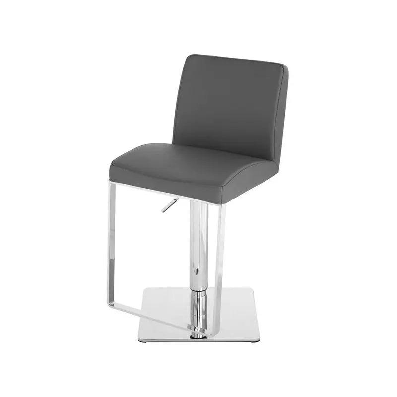 Luxury Modern Swivel Black Faux Leather Adjustable High Back Bar Stool