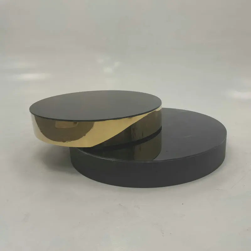 Luxury Round Black Tempered Glass Rotatable Stainless Steel Coffee Table