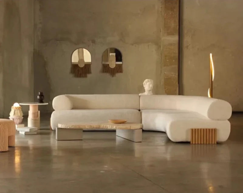 Wabi-Sabi Natural Travertine Coffee Table | Irregular Beige Living Room Accent