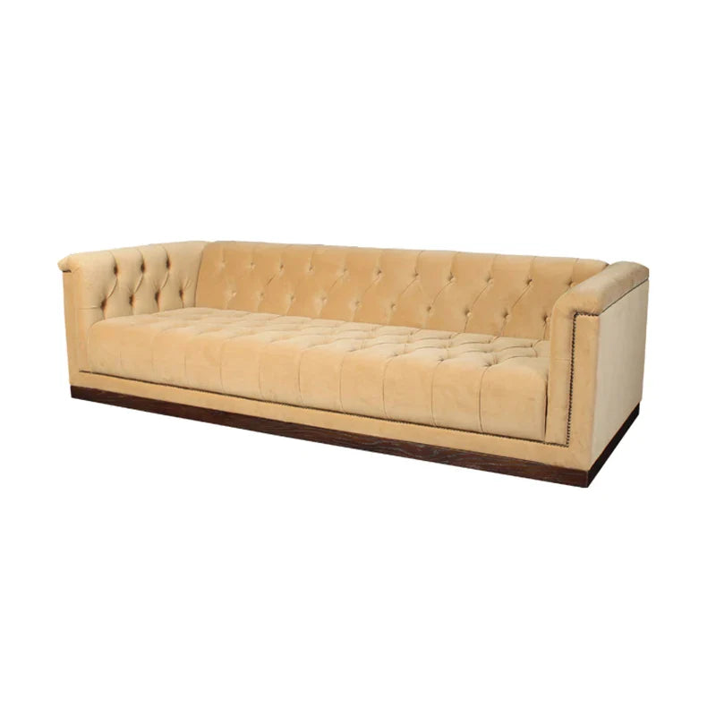Luxurious Chesterfield Velvet Sofa Couch - Elegant Oak Wood Frame, 3-Seater