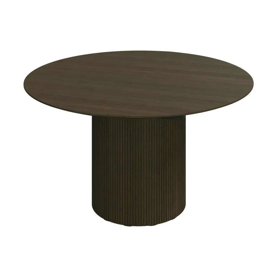 Stylish Fluted Oak Veneer Round Extendable Modern Wood Dining Table