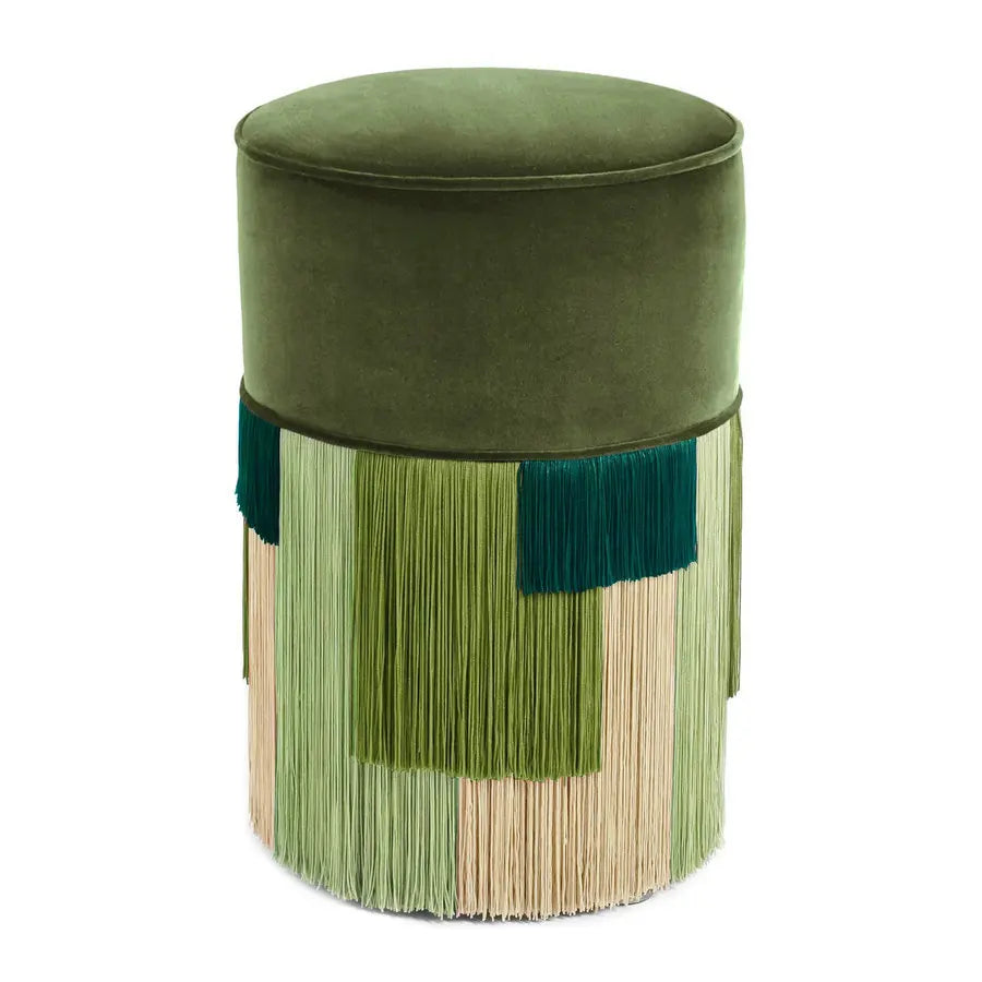 Luxurious Velvet Round Ottoman Footstool with Elegant Tassels for Living Room Decor