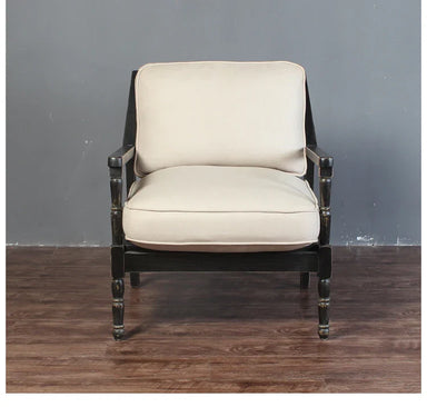 Elegant Black Suede Upholstered Accent Armchair with Solid Oak Wood Frame