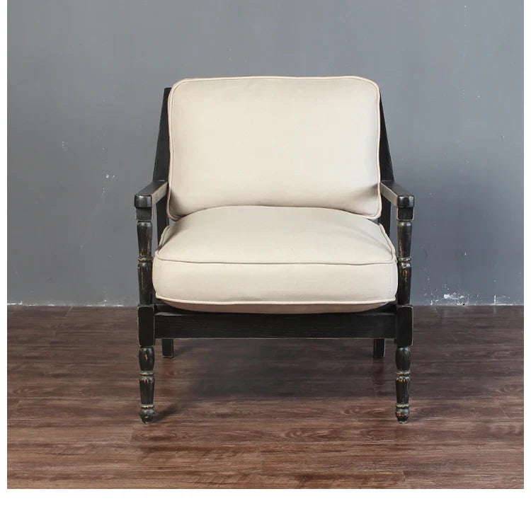 Elegant Black Suede Upholstered Accent Armchair with Solid Oak Wood Frame