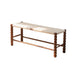 Elegant Bobbin Bench: Natural Oak Wood Woven Rattan Cane Footstool