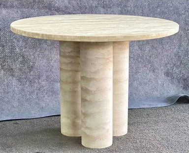 Elegant Natural Travertine Round Coffee Table – Modern Living Room Centerpiece